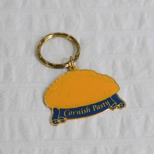 Cornish Pasty Keyring, Enamel Brass Souvenir Key Chain Cornwall UK