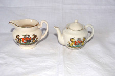CRESTED WARE PORCELAIN CHINA JUG TEAPOT 2 BRISTOL 1900S VGC TWO ITEMS VGC