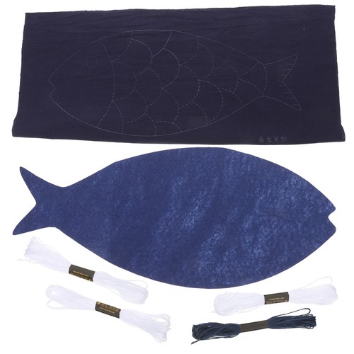 Sashiko coasters with fish - coasters,