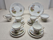 Regency China 4 Cups Saucers Small plates 2 Cake plates Creamer Sugar Bowl