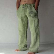 Mens Cotton Linen Harem Pants