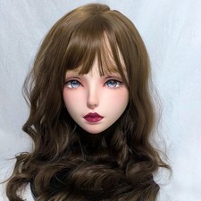 Doll Half Head Shell Headgear Anime Face with Hair  Kigurumi Mask CD
