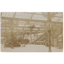 TYNEMOUTH Railway Station Interior RP Postcard Postally Used 1908
