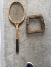 Vintage Antique 1940s Mid Century Slazenger Victory Wooden Tennis Racket Dunlop