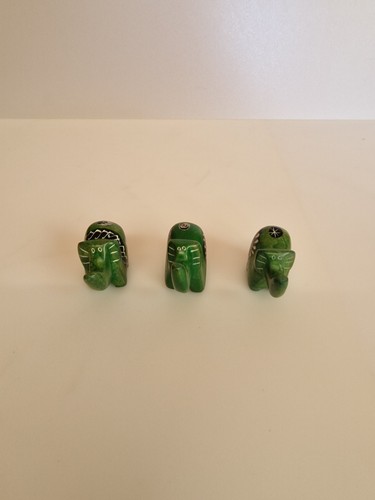 Three cute green soapstone - green,