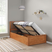 Frankie Wooden Oak Ottoman Storage Bed 3ft Single Bed with Mattress Kids Bed