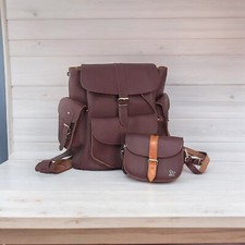 GRAFEA England Real Leather Wine Backpack Large  Rucksack + Small Crossbody Bag