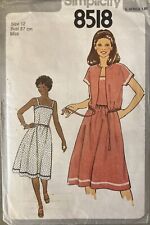 Vintage Simplicity Sun Dress & Bolero Jacket Pattern 8518 Size 12