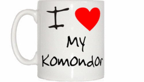 Love heart komondor mug - love,