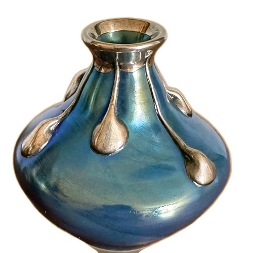 Loetz blue capri vase - capri, w/