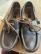 M&S Marks & Spencer Leather Brown Mens Boat Deck Loafers Lace Up Shoes UK 10.5