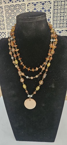 Brown amber coloured necklace - necklace,