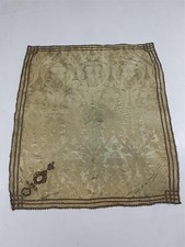 Antique Silk Damask Textile Panel with Embroidered Details 54x48 inches