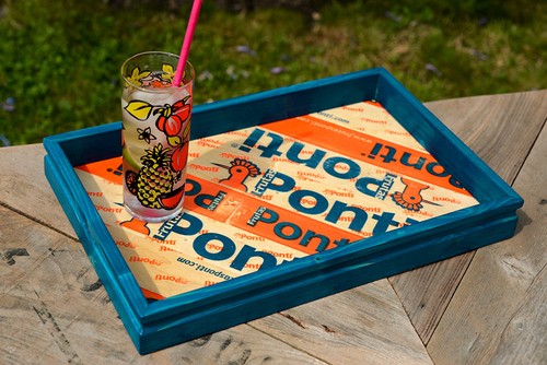 Colourful wooden tray - , made