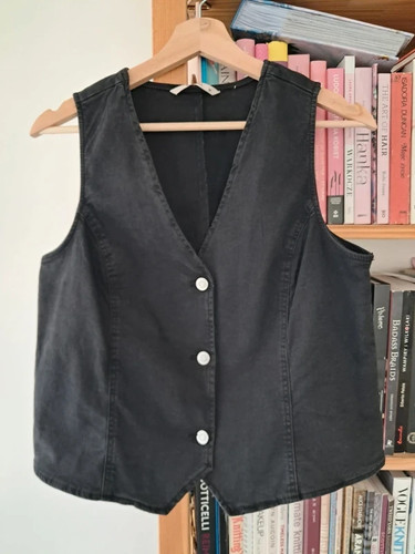 Black denim waistcoat size - black,