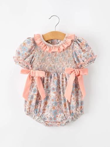 Fall floral baby romper - baby,