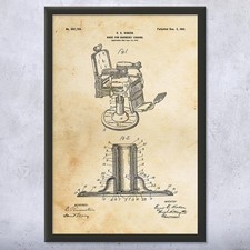 Barber Chair Patent Wall Art: Hair Stylist, Barber Gift, Chair Blueprint