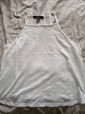 White Patterned Halter Neck Top Size 10
