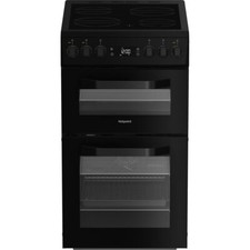 Hotpoint HDE5VDCB 50cm Free Standing Electric Cooker with Ceramic Hob Black A/A
