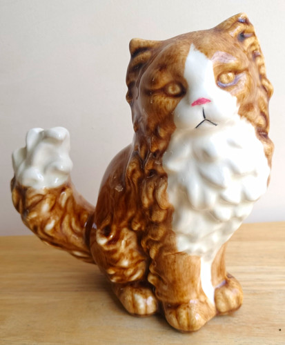 Vintage glazed china cat - vintage,
