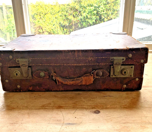 Suitcase vintage leather x - 20",