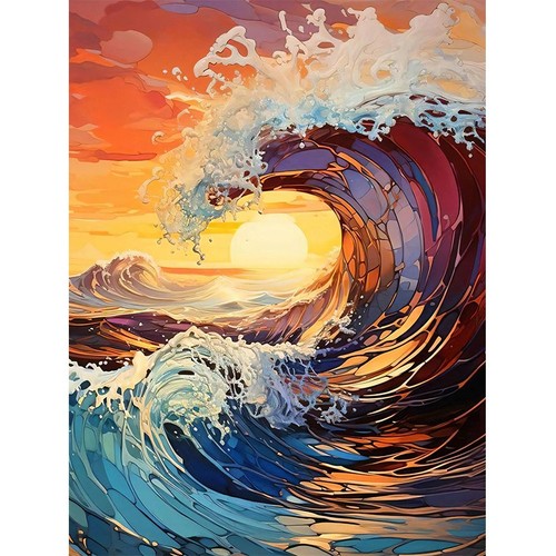 Japanese great wave diy cross - diy,