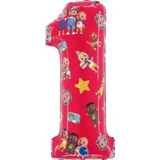COCOMELON GIANT 26" FOIL HELIUM BALLOON  -  NUMBER AGE 1 - 1st birthday girl boy