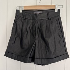 Primark leather Look Shorts Size 6 Black With Turn UPS