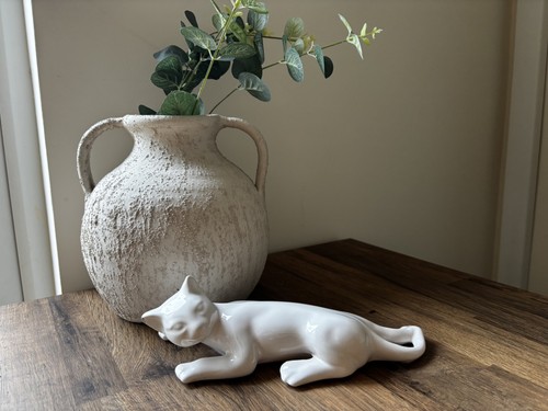Vintage porcelain white cat - porcelain,
