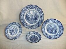 Staffordshire Liberty Blue Pottery England - Historic Colonial Scenes 3A5A