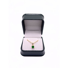 Yellow Gold Finish Round Cut Green Emerald Pendant Necklace - Elegant Jewellery
