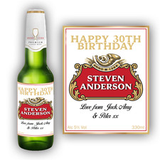 8 x Personalised beer bottle sticker labels - birthday wine label gift dad bro