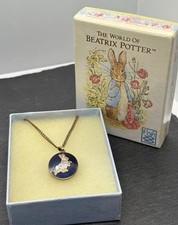 Vintage Beatrix Potter Peter Rabbit Necklace Enamel By Fish Tarnished F1