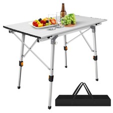 Portable Folding Camping Table with Roll Up Aluminium Top Carry Bag Outdoor Use