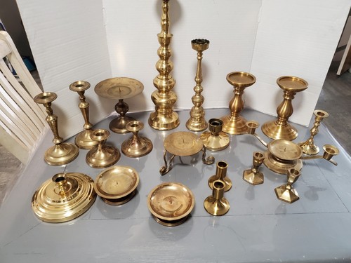 Vtg brass candle stick holder - vtg,