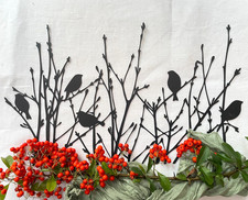 Metal Birds in Branches Wall