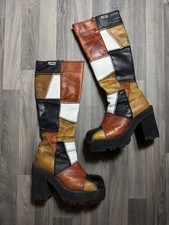Rare Vintage 90’s Destroy Platform Leather Patchwork Boots EU 40 UK 7