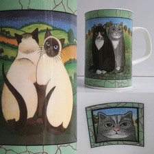 Gallery Cats Mug Sharon Jervis  Duncoon 1990s Siamese Cats Black and White Cat 