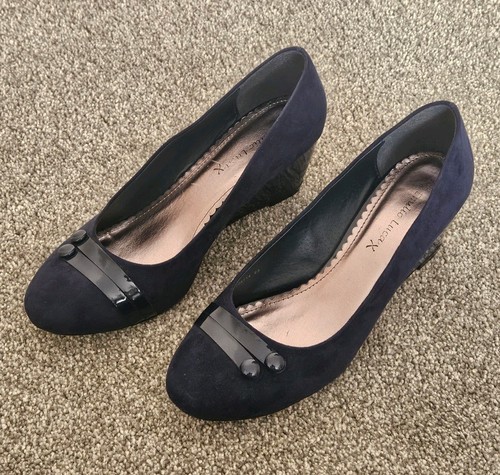 Ladies navy blue wedge - , heel