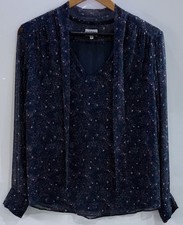 BRORA Silk Blouse UK 10 Navy
