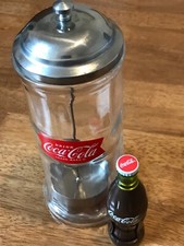 Coca Cola Chrome Straw Dispenser Diner-Style Glass Retro Holder 2014 Bundle