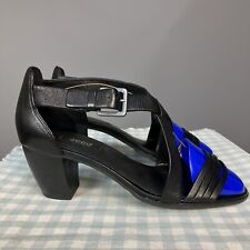 Ecco Kotka Black Leather Heeled Strappy Sandals Shoes EU 40 UK 7 Cushioned