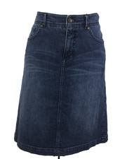 White Stuff Women’s A-Line Skirt Size 10 Blue Denim Pockets Zip Used F1