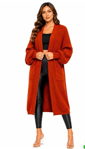 Womens rust knit longline - knit,