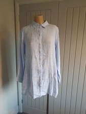 Women’s Light Blue Linen Longline Shirt Blouse Tahari Size S 100% Linen BNNT