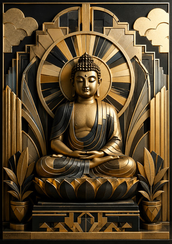 Art deco geometric buddha - ,