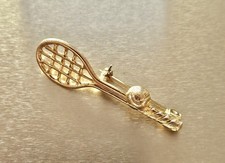 Novalty Tennis Racquet And Ball Brooch Goldtone