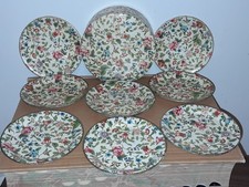 Vintage Mid Century Set 8 Boxed Coasters Japan Floral Paper Mache Christmas Tea