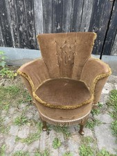 Vintage Art Deco Button Back Boudoir Longe Chair Velvet Tassels