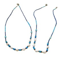 2 X ANCIENT ROMAN MOSAIC GLASS BEAD NECKLACE - RESTRUNG